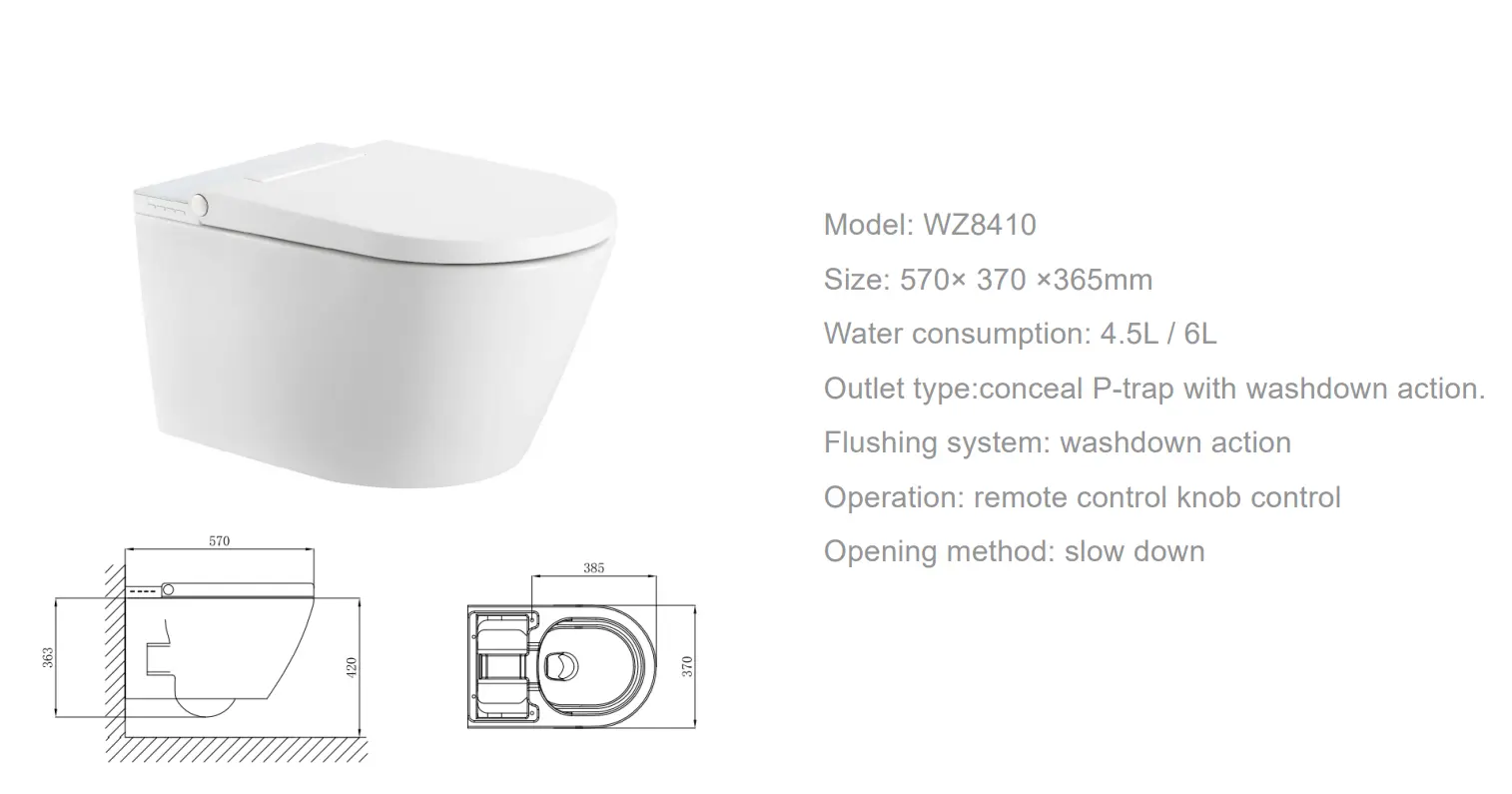 Bolina ฝาปิดเซรามิคติดพื้นห้องน้ำอัจฉริยะชิ้นเดียวติด WZ8410ได้สไตล์ใหม่