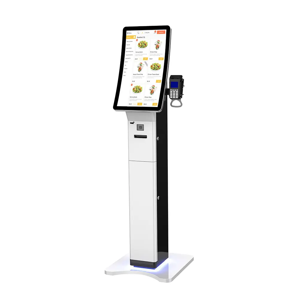 Vé máy in màn hình cảm ứng thông minh xếp hàng kiosk nhà hàng ngân hàng bệnh viện rạp chiếu phim tự dịch vụ quản lý hàng đợi hệ thống