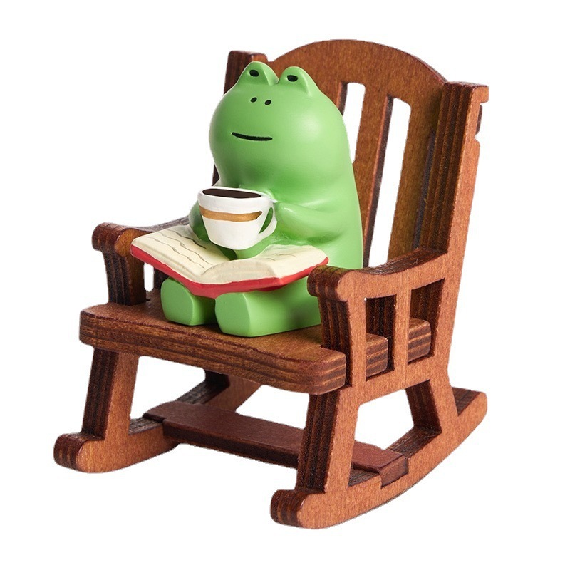 DY2201-7 Coffee Frog Rocking Chair Desktop Ornament