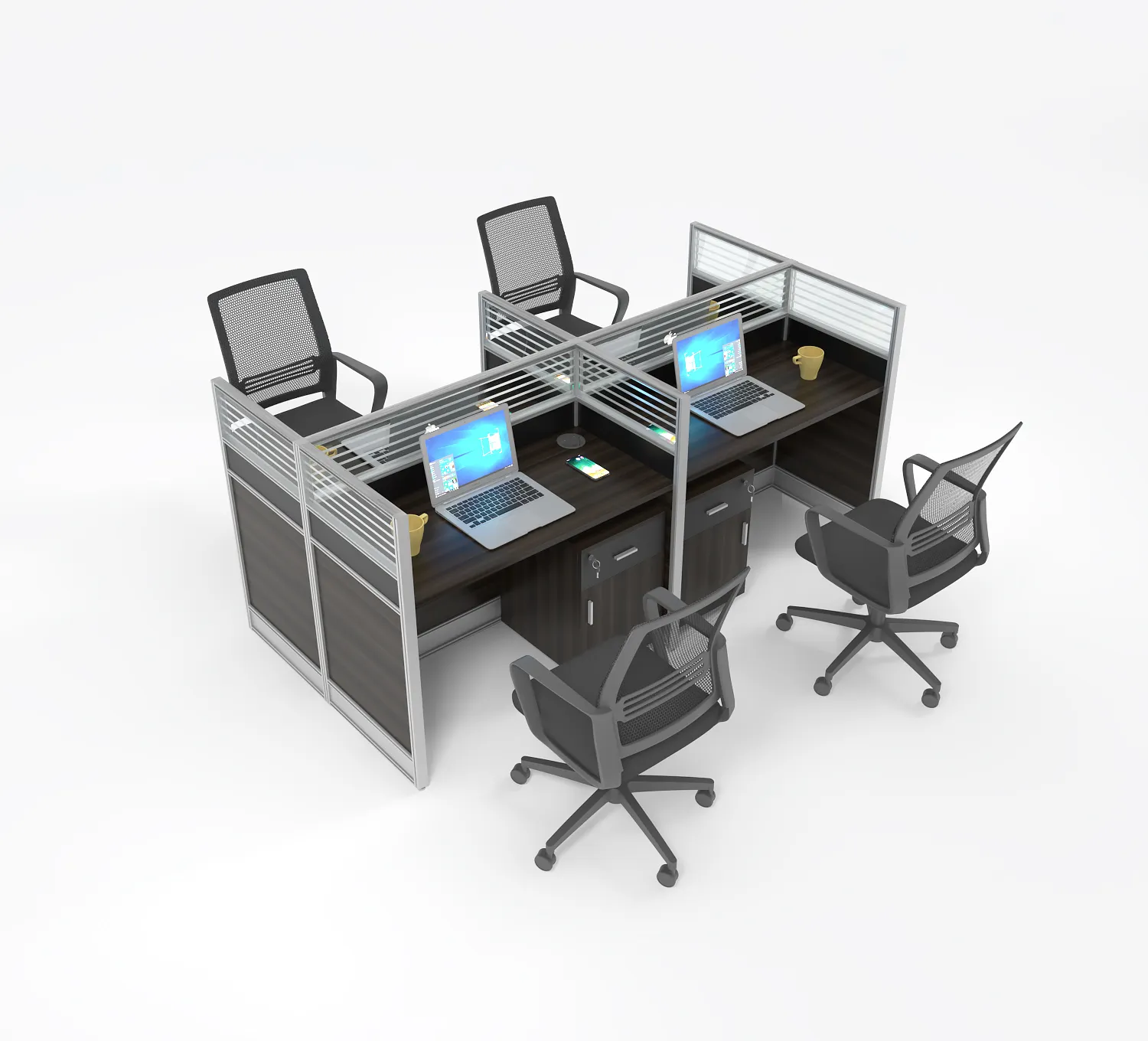 Divisores de escritorio de aluminio para 4 personas, divisores de escritorio de oficina, Partición de vidrio, nuevo diseño de fábrica, 2022