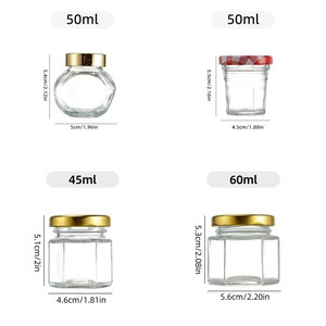 Clear Mini Glass <strong>Jar</strong> 25ml 35ml 50ml Round Flat Cylinder with Screw Metal Cap for Honey Sample Packing Swallow's Nest Packing - Product Image 5