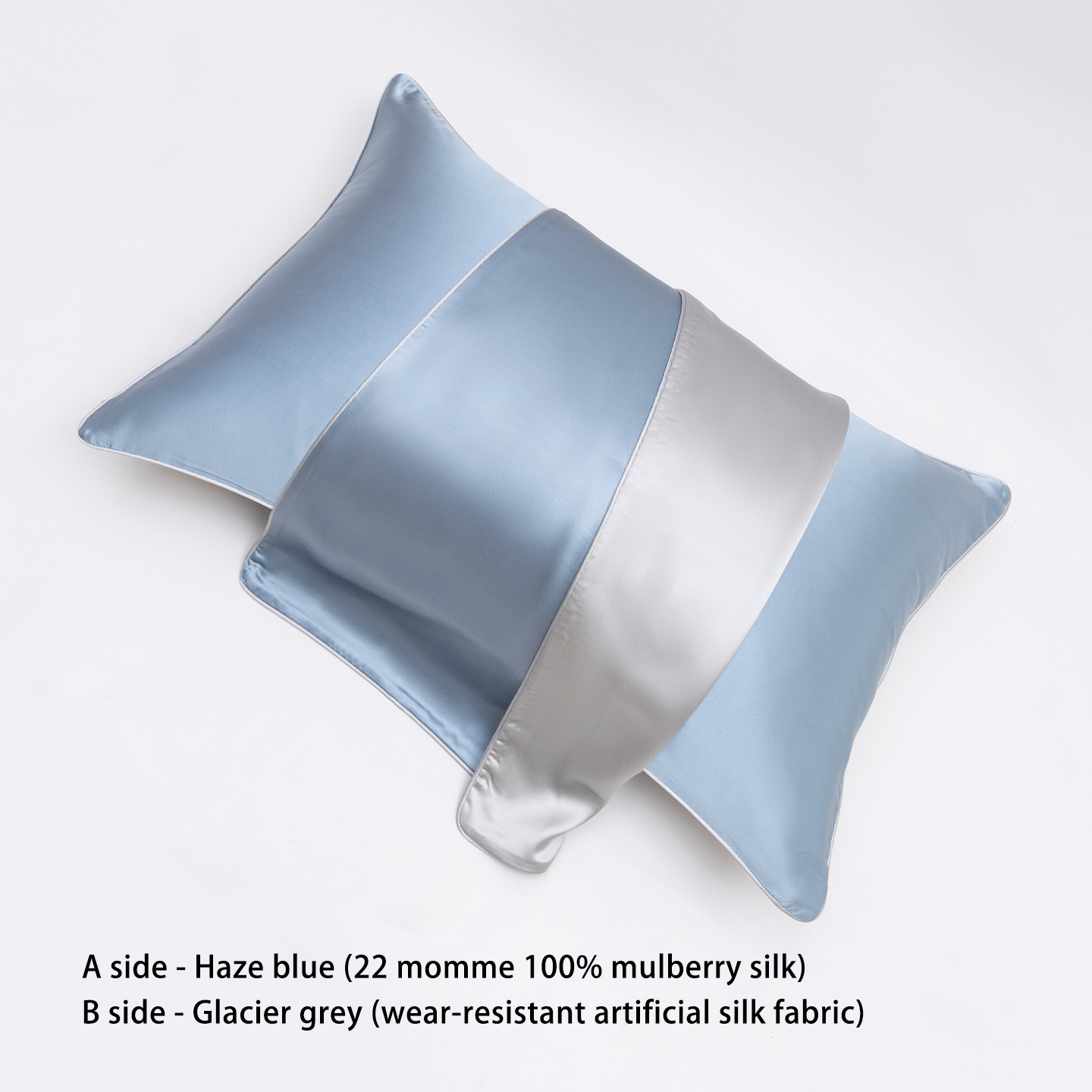 Haze Blue / Glacier Gray 22momme Mulberry Silk pillow case