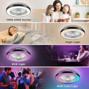 Ventiladores de techo LED con Control de aplicación inteligente de 18,9 pulgadas, luz de ventilador LED RGB para dormitorio, sala de estar, cambio de Color 3000K-6000K - Product Image 4