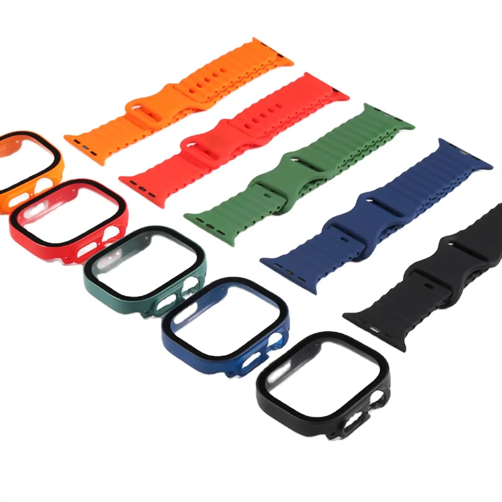 Pulseira de silicone para Apple Watch Smart Watch, pulseira com protetor de tela, capa legal para Apple Watch Ultra 49mm