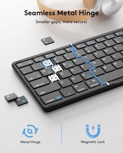 Teclas retroiluminadas de calidad Superior para viajes de negocios, teclado Bluetooth plegable mágico inalámbrico multitáctil con trackpad - Product Image 5