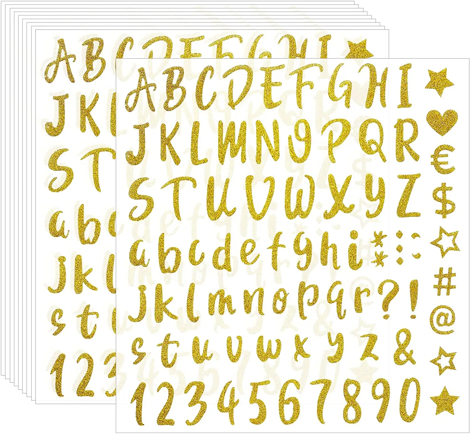 Adesivo alfabeto Glitter oro personalizzato adesivi con lettere e numeri autoadesivi per la decorazione della confezione regalo di carte
