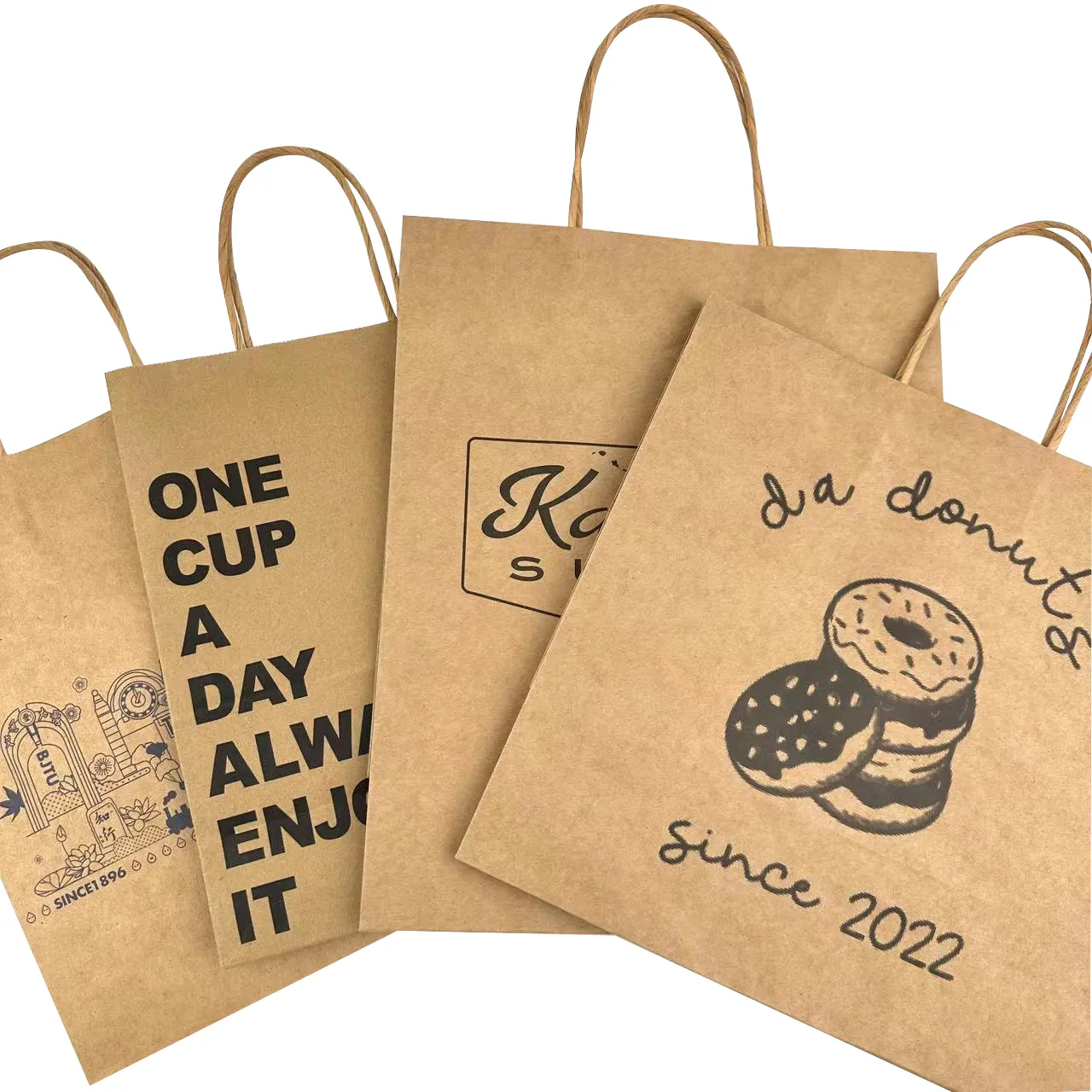 wholesale custom Brown kraft Snack paper packing bags with your own logo for paper shopping gift bag