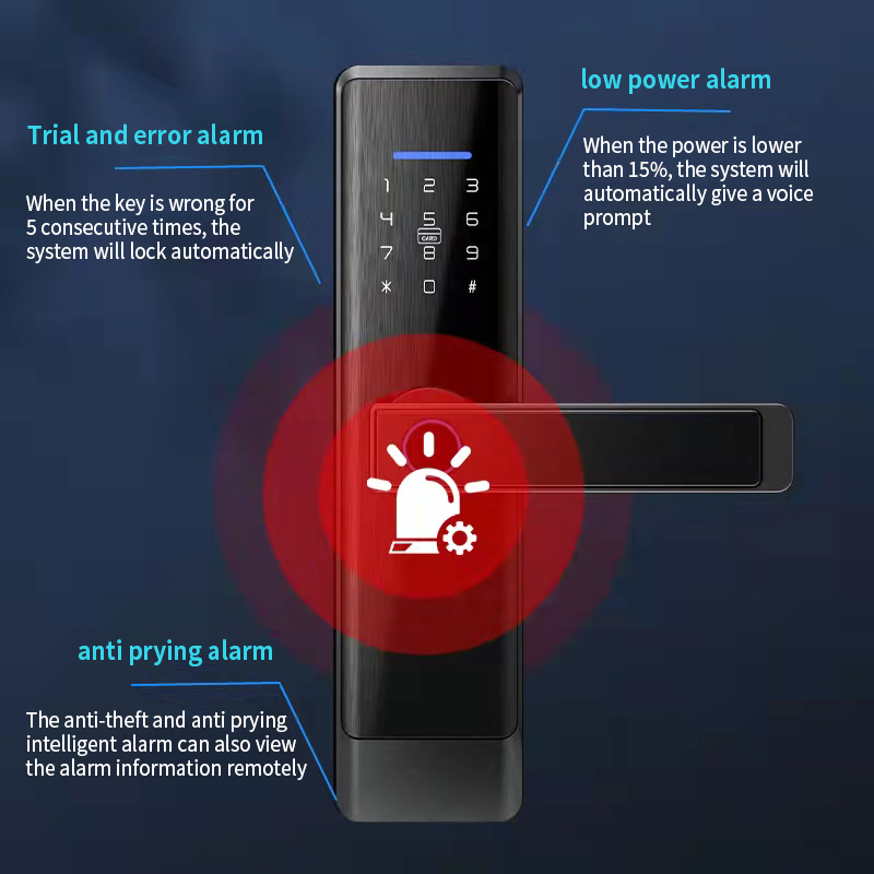 New Smart Digital  Home Tuya Wifi/ BLE Ttlock App Waterproof Biometric Fingerprint Password Key Card Smart Door Lock