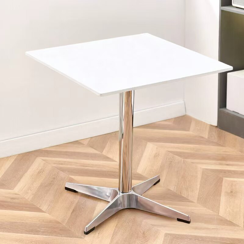 White square table + alloy legs + painted tabletop