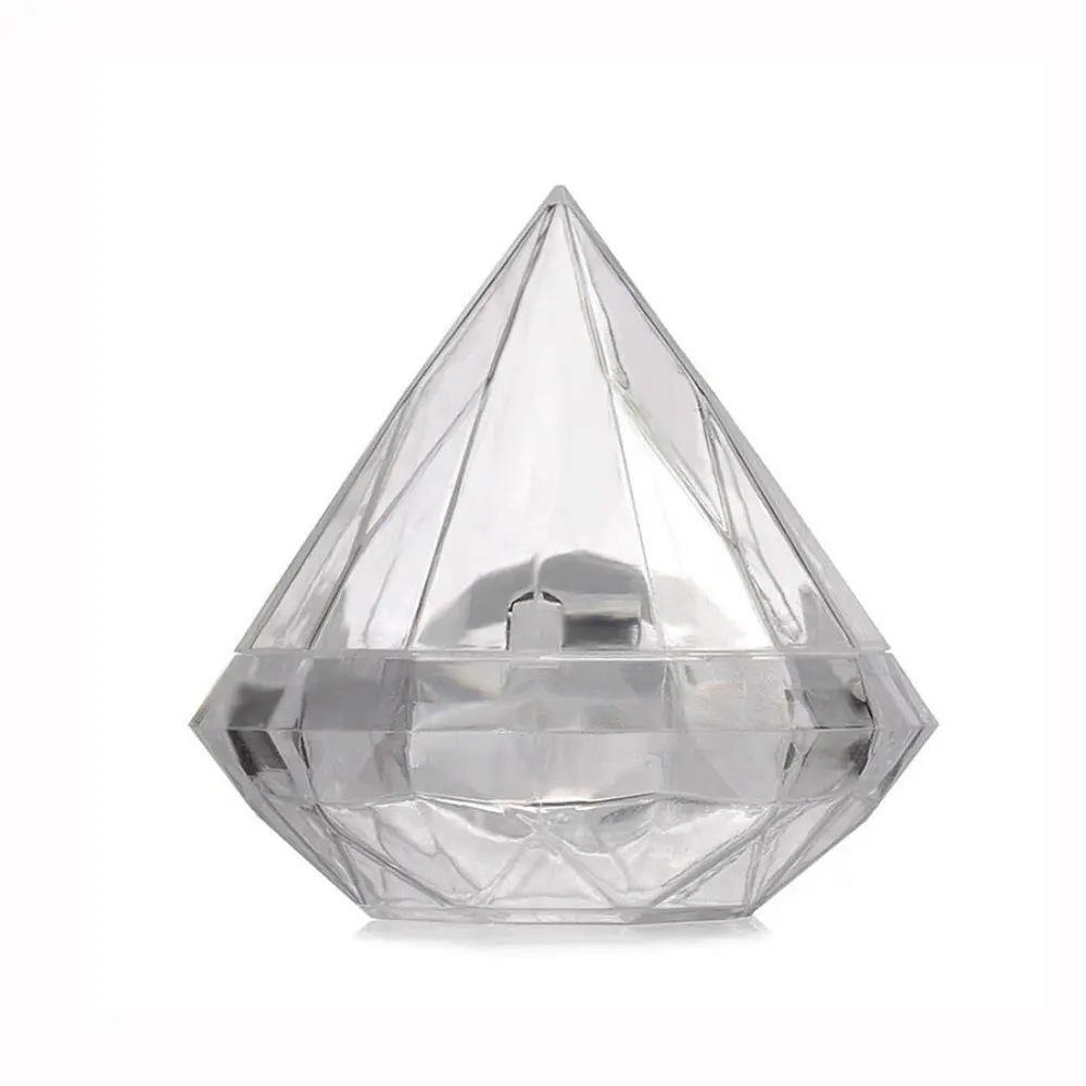 Caixa de plástico transparente da forma do diamante do casamento
