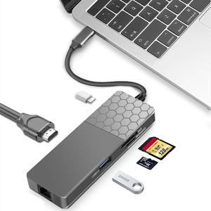 Tip c çok fonksiyonlu USB Hub 7 in 1 USB C için Gigabit Ethernet RJ45 Hub SD/TF kart yuvaları ile çoklu bağlantı adaptörü - Product Image 1