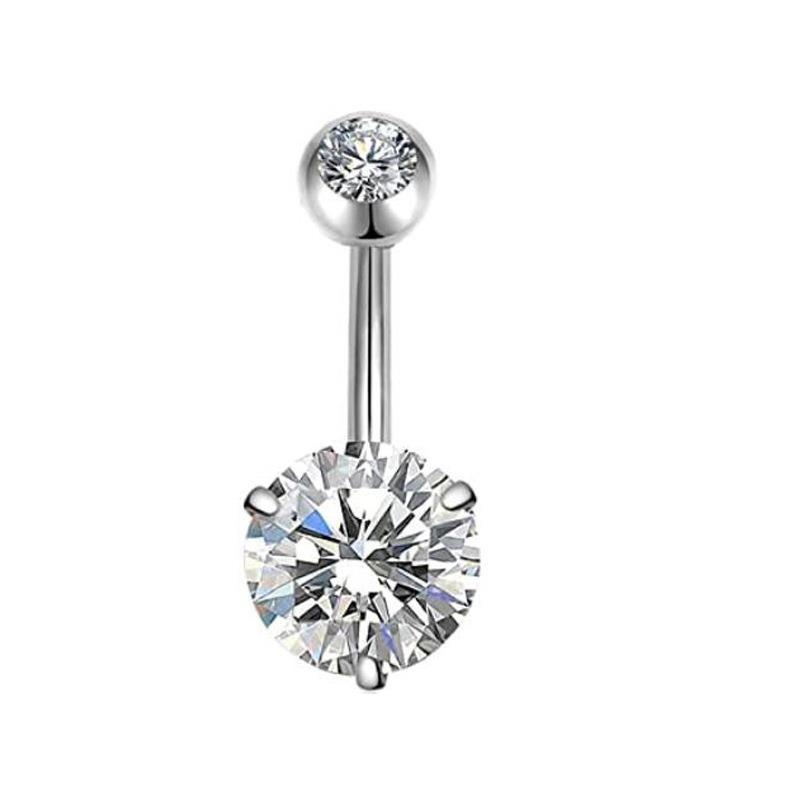 Boule strass zirconium ronde à trois griffes - Plaqué Argent