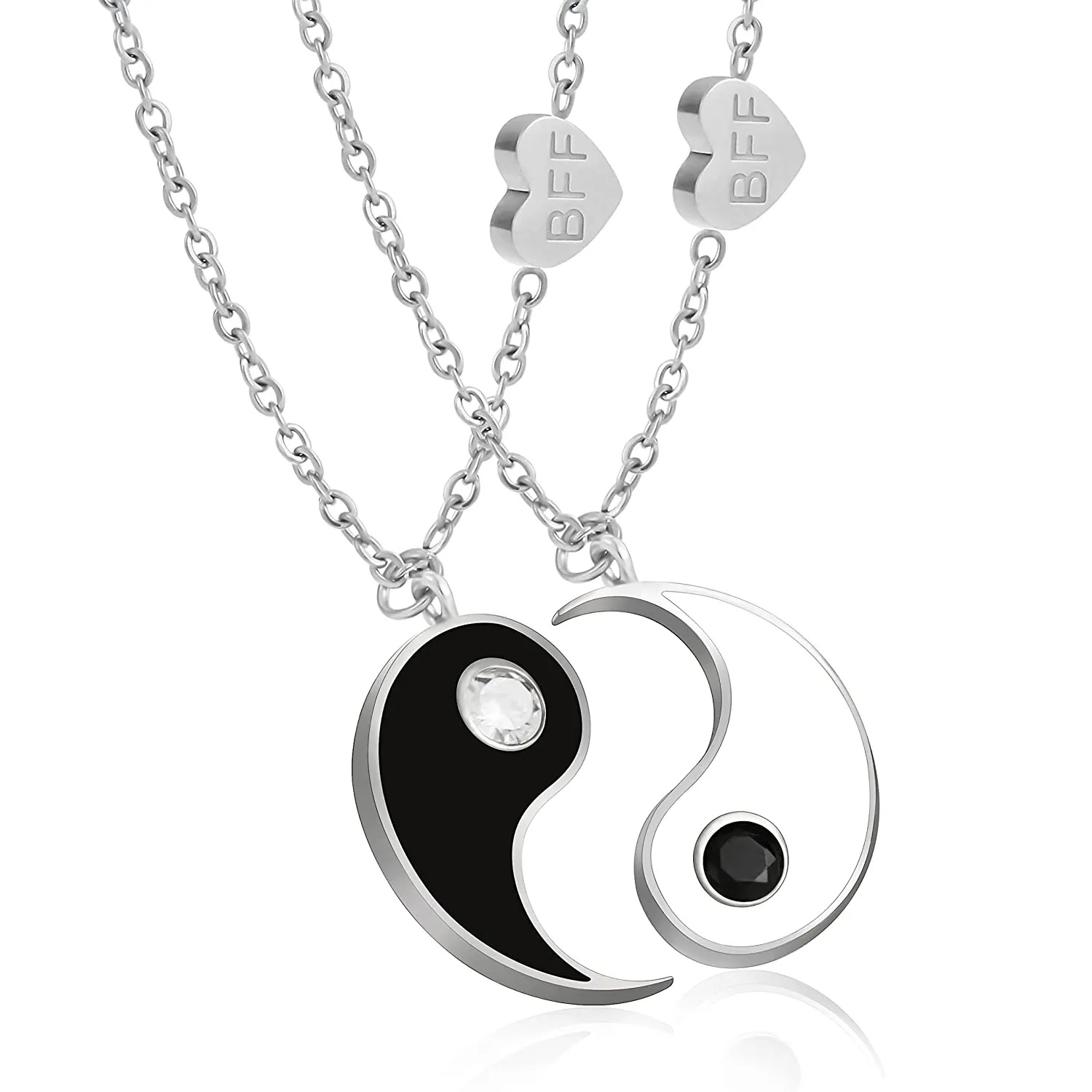 Bestfriends-collar de la amistad para parejas, joyería de acero inoxidable, amuleto del corazón, personalizado, ying yang bff