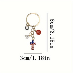 定制时尚钥匙扣-美国国旗锌合金设计多种形状和刻字个性化标志 - Product Image 2