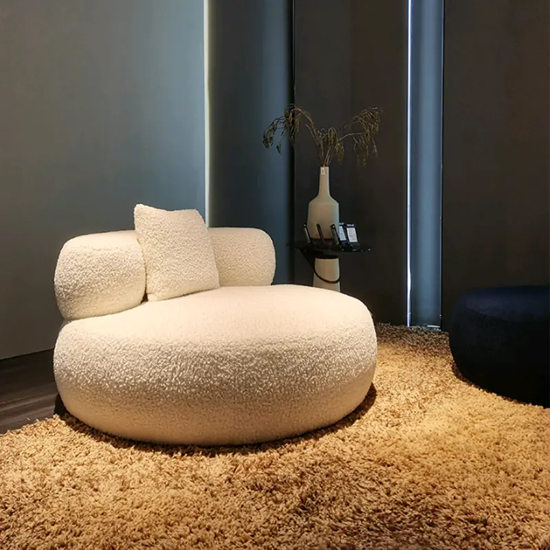 Muebles de sala de estar de diseño moderno, silla de sofá individual redonda suave de terciopelo de peluche, sillas decorativas redondas modernas, 2 uds.
