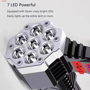 Torcia a LED ad alta potenza potente torcia ricaricabile USB lampada da esterno portatile portatile batteria integrata COB 7 torce a LED - Product Image 4