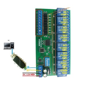 Módulo de relé Modbus RTU, Caja de carril UART RS485, tablero de interruptor de Control, CC de 12V, 24V, 8 entradas y 8 salidas DIN35 C45
