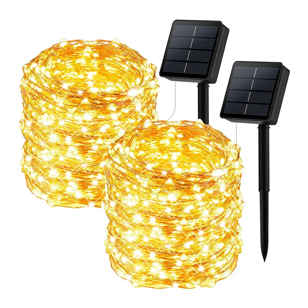 12M Luz de vacaciones Alambre de cobre impermeable Luces de cadena LED solares Decoración de Navidad Luz de vacaciones