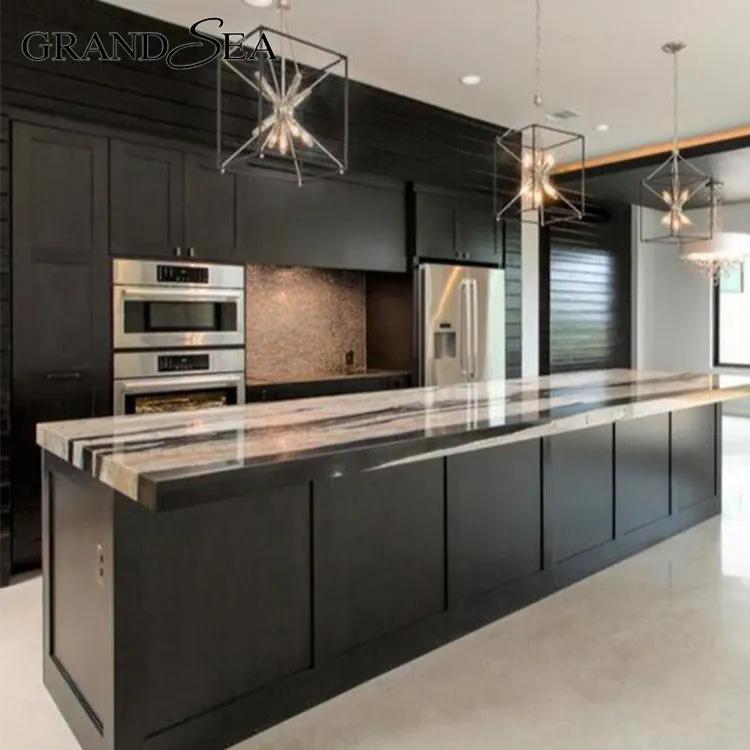 Australian navy blue designs gray glossy modern Cheap Price Durable Gray Glossy Cherry Solid Wood Modular Kitchen Cabinet