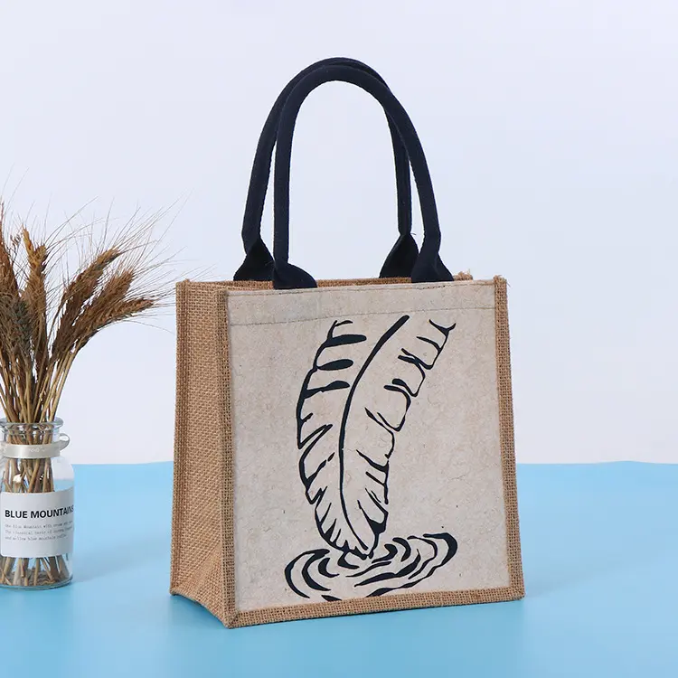 Wholesale Portable Waterproof Polyester Grocery Bag Reusable Shopping Tote Bag with Custom Printed Logo Jute products