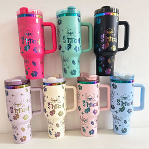 Toptan toplu 2.0 su şişesi özel karikatür <span class=keywords><strong>laster</strong></span> kazınmış 40oz tumbler su kulplu bardak