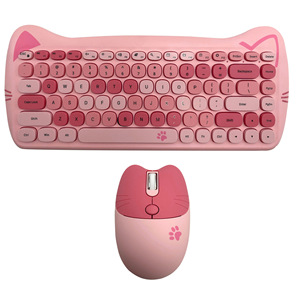 Diseño de oreja de gato lindo 2,4 Ghz Teclado inalámbrico Ratón Combos HXSJ L400 84 teclas Teclas delgadas Escritura cómoda Plug And Play Factory - Product Image 6