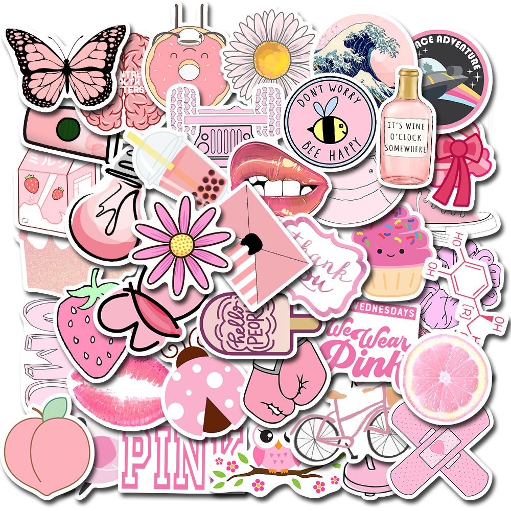 50 pz adesivo rosa