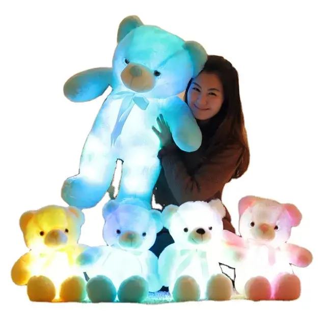 Led 테디 베어 30CM 박제 동물 다채로운 봉제 장난감 peluche 라이트 업 LED 테디 베어 발렌타인 선물