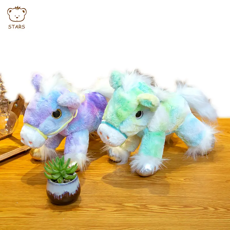 Elettrico giocattolo farcito unicorni light up e camminare cavallo unicorno di peluche