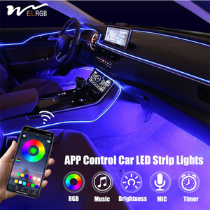 Araba LED şerit işıklar renkli iç araba işıkları 16 milyon renk 5 in 1 ortam aydınlatma kiti (5 in 1 APP) - Product Image 2
