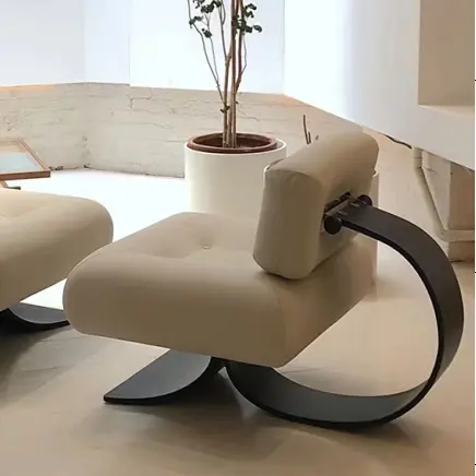 Chaise de loisirs minimaliste moderne nordique cadre en bois massif polaire d'agneau acier inoxydable hôtel Villa chaise de salon