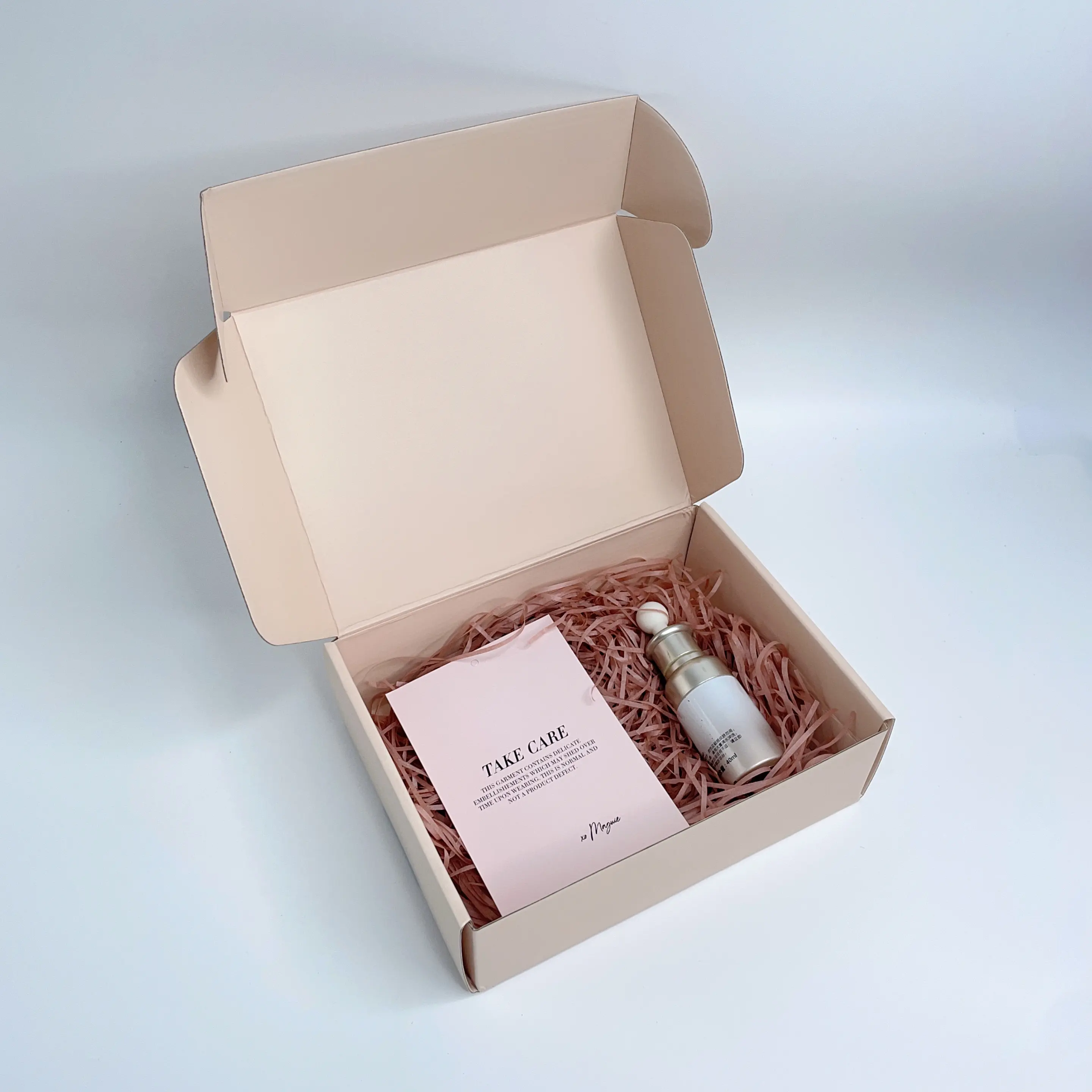 Logotipo personalizado de lujo envío papel Mailer mujeres chica belleza cosméticos uñas gel embalaje Rosa caja de papel conjunto para la pequeña empresa