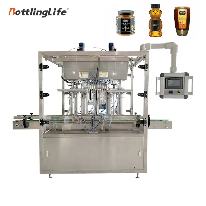 Máquina automática de llenado de miel, bote de vidrio para mantequilla de cacahuete, 250g 500g