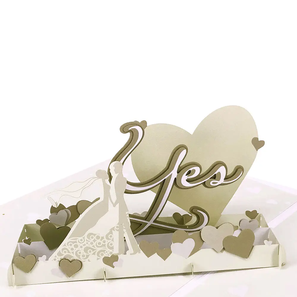 Laser Cut 3d Pop Up Luxe Bruiloft Uitnodiging Kaart Huwelijksuitnodiging Goud Voor Liefde Ontwerp