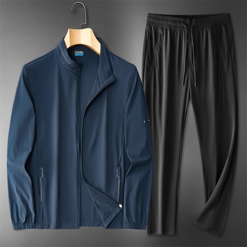 Pantaloni in seta ghiaccio grigio scuro + nero