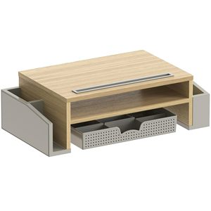 Adjustable Wooden Desktop Table Desk Laptop <strong>Computer</strong> <strong>Monitor</strong> Stand Riser Multi <strong>Function</strong> 3 in 1 Office Desk Organizer Pencil - Product Image 1