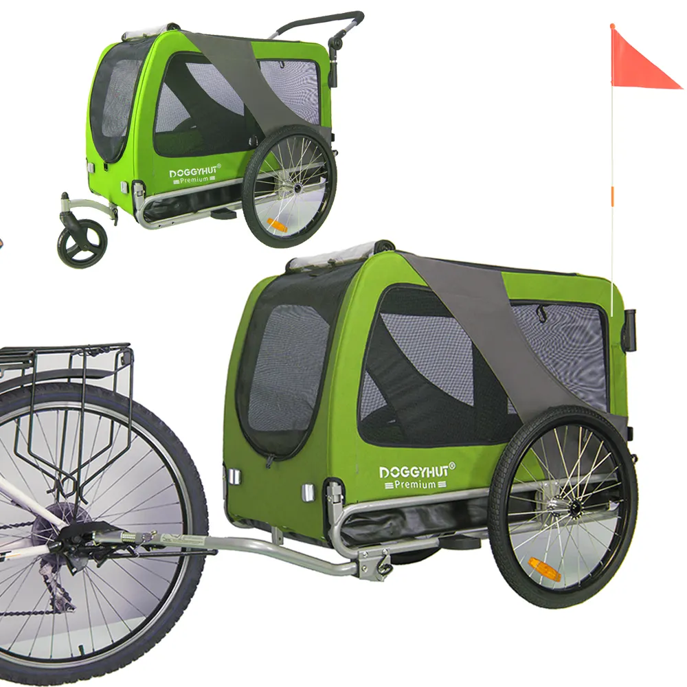 Doggyhut-remolque de bicicleta para perros, carrito 2 en 1, Premium XL