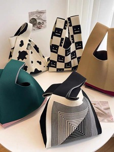 Màu-khối đan Túi xách Kết cấu vải dệt kim sinh thái thân thiện túi xách nhỏ gọn đan túi xách hoàn hảo cho sử dụng hàng ngày - Product Image 4