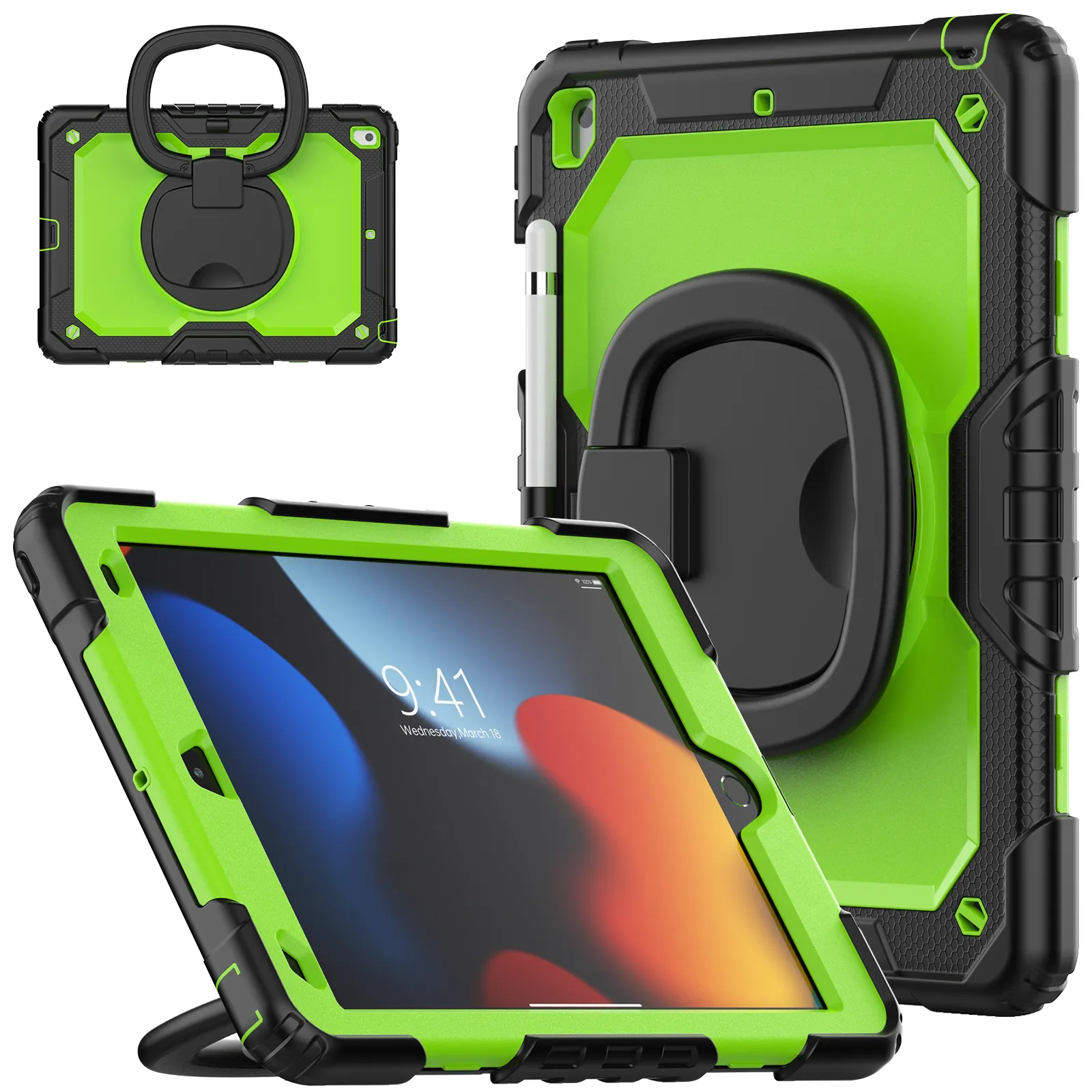 Tablet Covers Cases For iPad 10.2 Inch 2019 7th Gen 2020 8th Gen 2021 9th Gen With Shoulder Strap Stand Soft Silicone Hybrid