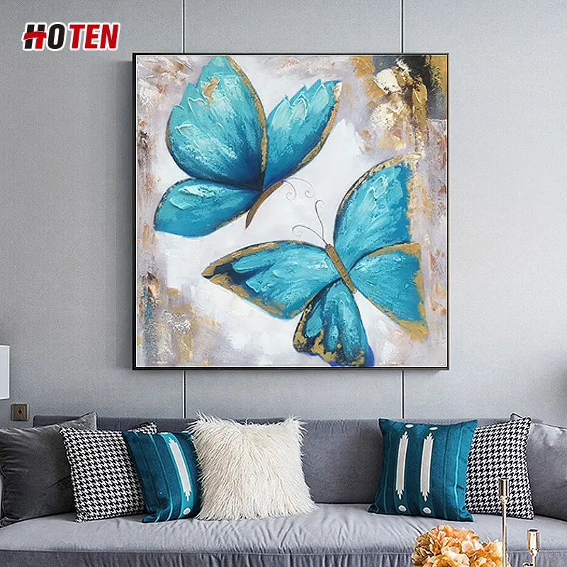 Pintura al óleo de mariposa moderna pintada a mano sobre lienzo, arte de pared de Animal abstracto hecho a mano para Decoración