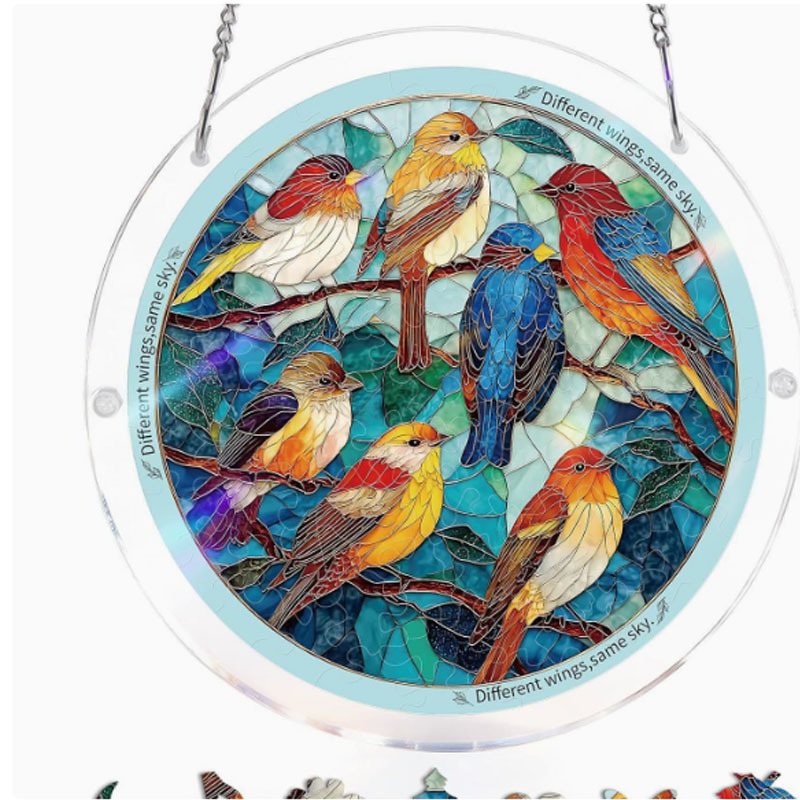 Rompecabezas de pájaros de colores - C
