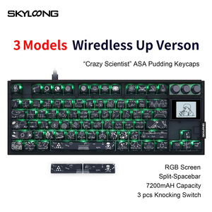 Skyloong最新GK87 Pro 3模式RGB屏幕Gateron Kailh开关粉色和蓝色主题机械键盘，带布丁键帽 - Product Image 6