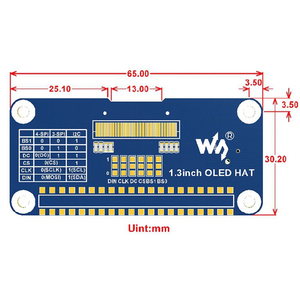 Cappello con display OLED da 1.3 pollici per Raspberry Pi 2B/3B/3B/Zero/Zero W,128x64 pixel, SPI, interfaccia I2C, controller incorporato PCB personalizzato