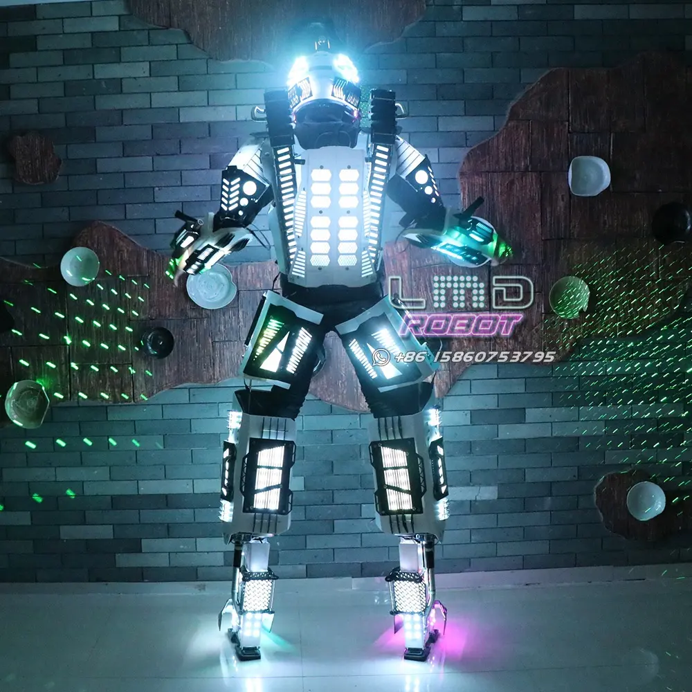 Đêm Câu Lạc Bộ Biểu Diễn Mặc Miễn Phí Vận Chuyển Nhựa Stilts Walker Robot Đèn Led Trang Phục Phòng Khiêu Vũ Đạo Cụ