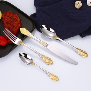 Bán buôn Retro Tòa Án Hoàng Gia Flatware Set 304 thép không gỉ Baroque muỗng nĩa dao menagere couvert - Product Image 4