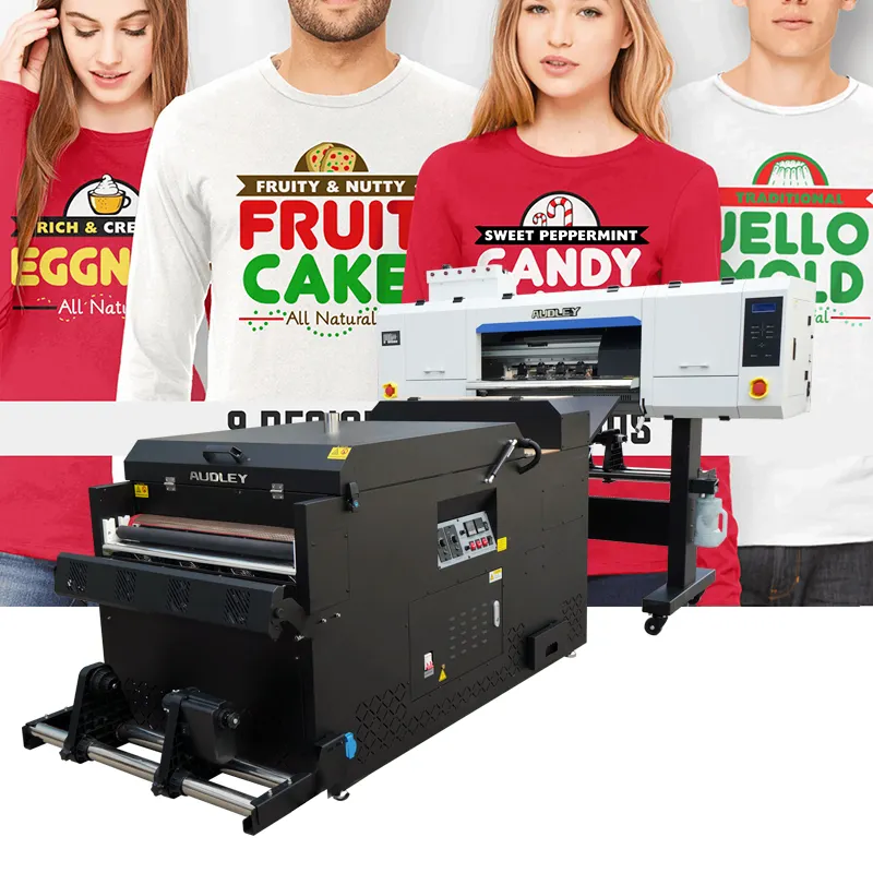 Audley 60cm DTF Drucker T-Shirt Druckmaschine mit 4 i3200/4720 Druckkopf PET Film drucker für den Stoff druck L1800