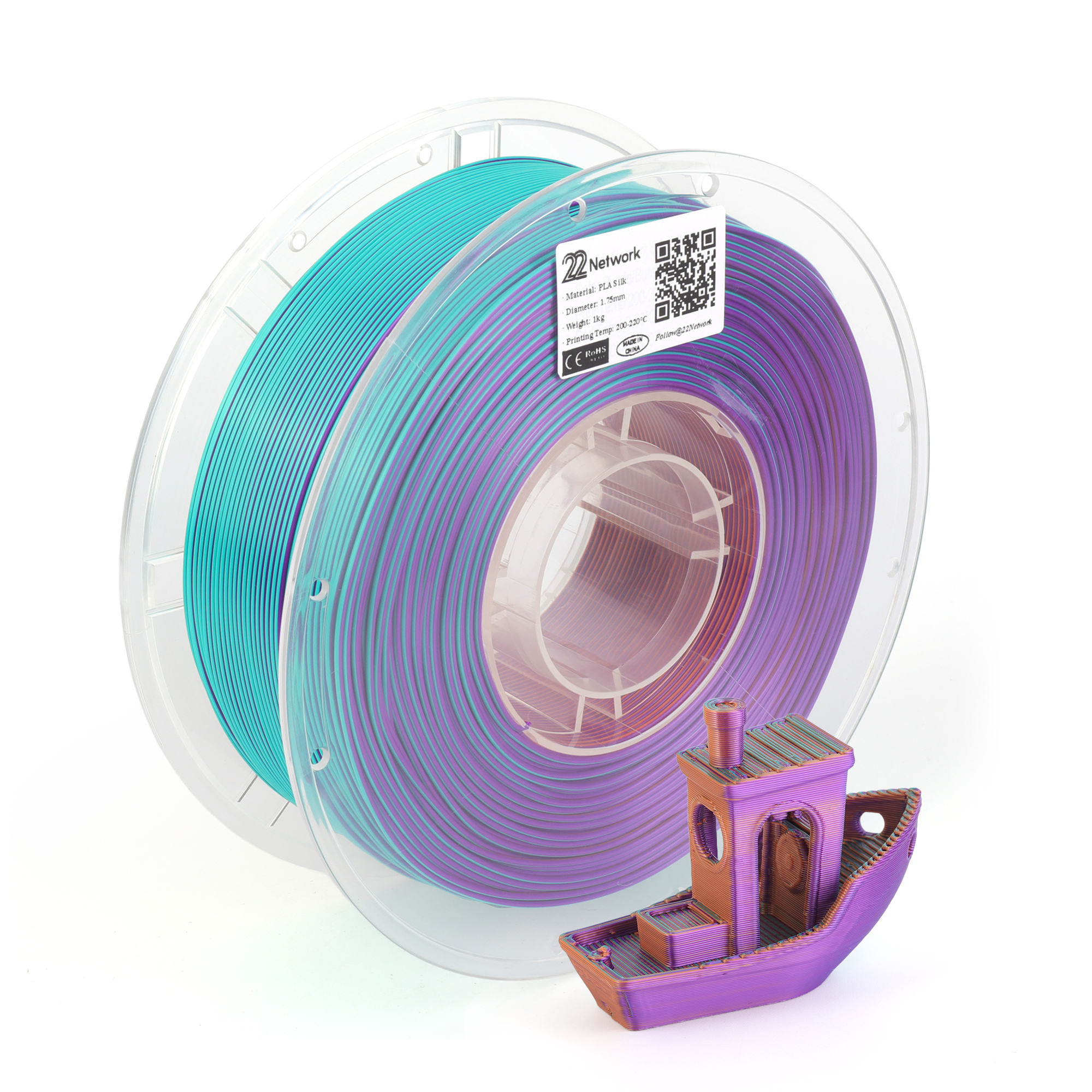 Morado y Naranja Quemado y Verde Azulado