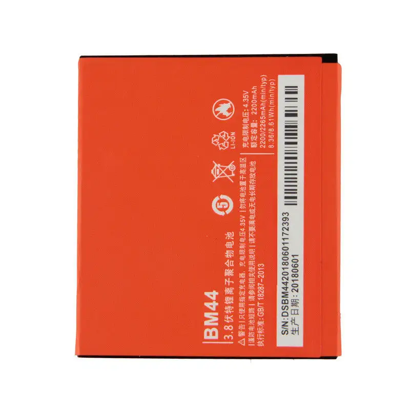 Dinto-batería recargable de polímero para teléfono inteligente Xiaomi Redmi 2 2A Hongmi2, 2200mAh, BM44, BM 44, 1 ud.