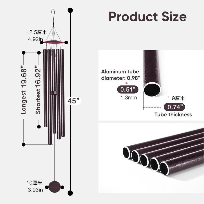 45-inch aluminum cover musical wind chimes