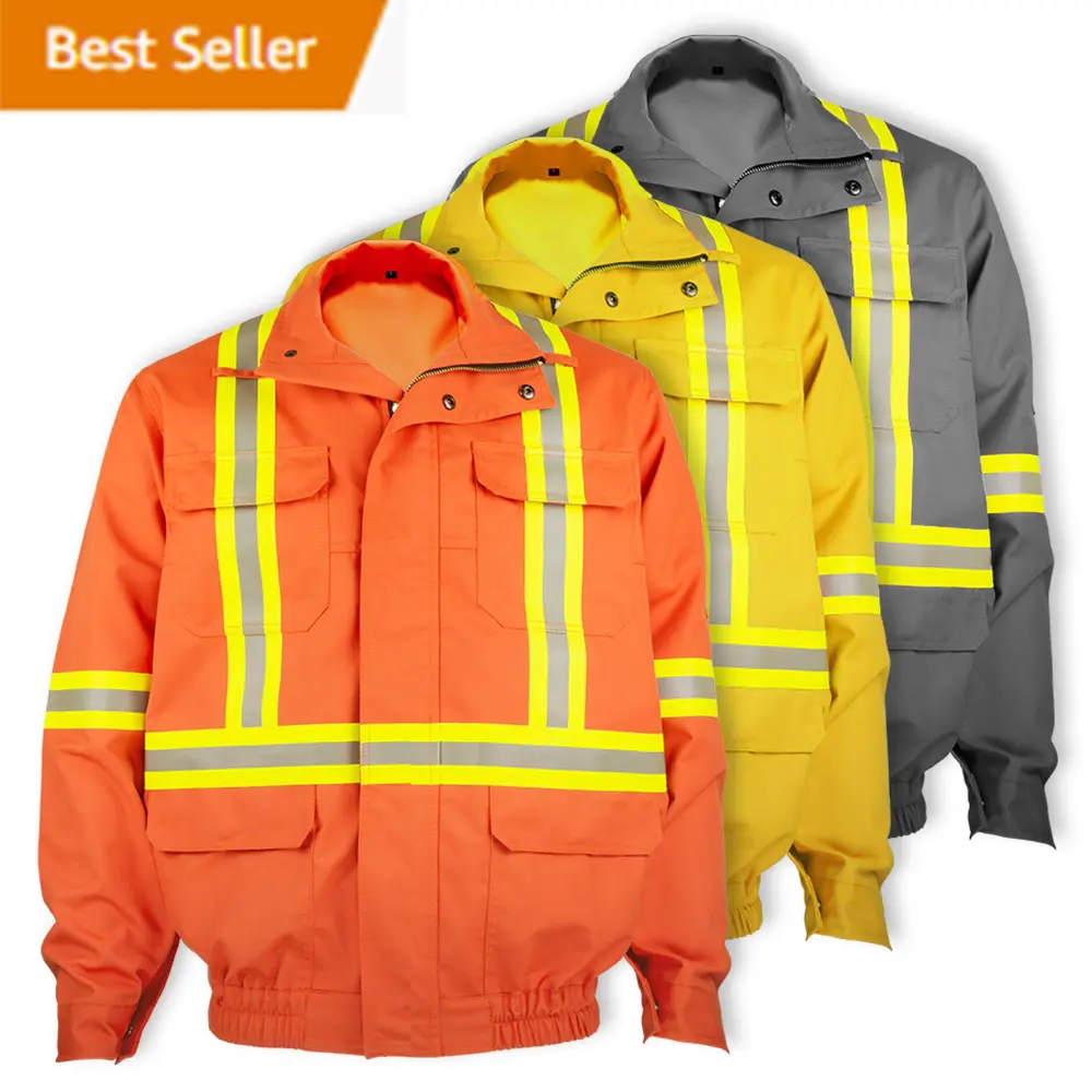 Benutzer definierte feuerfeste flamm hemmende Konstruktion Feuer hemmende Arbeit Feuerwehr mann Hoch reflektierende Hi Vis beheizte FR Work Wear Jacke